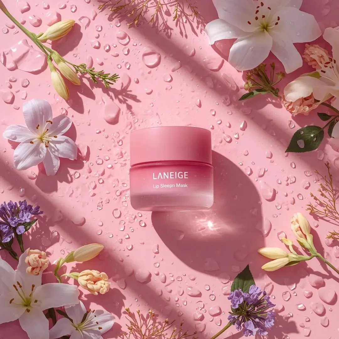 Pink lip mask beauty shot template