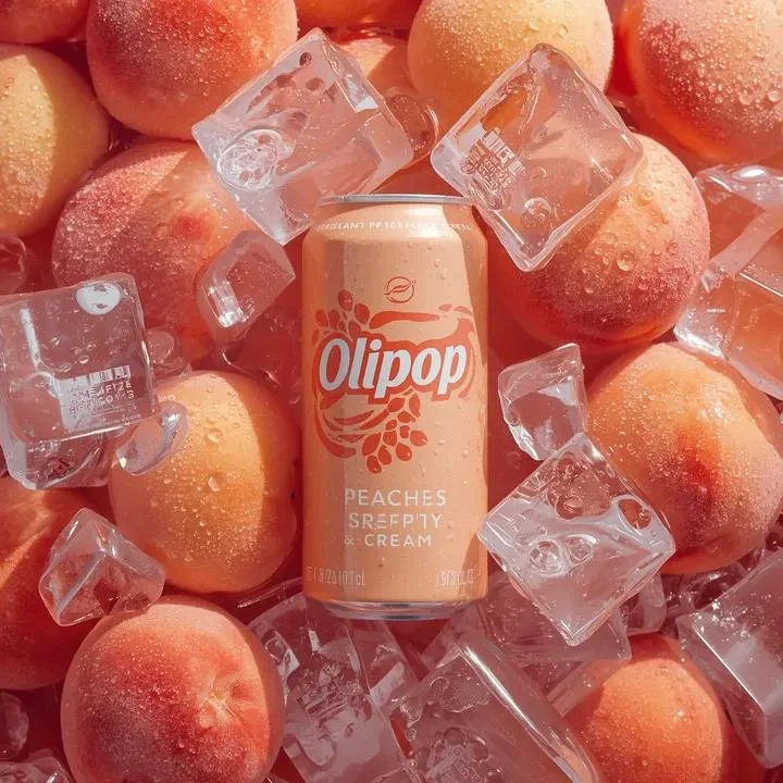 Soda can with fruit and ice template