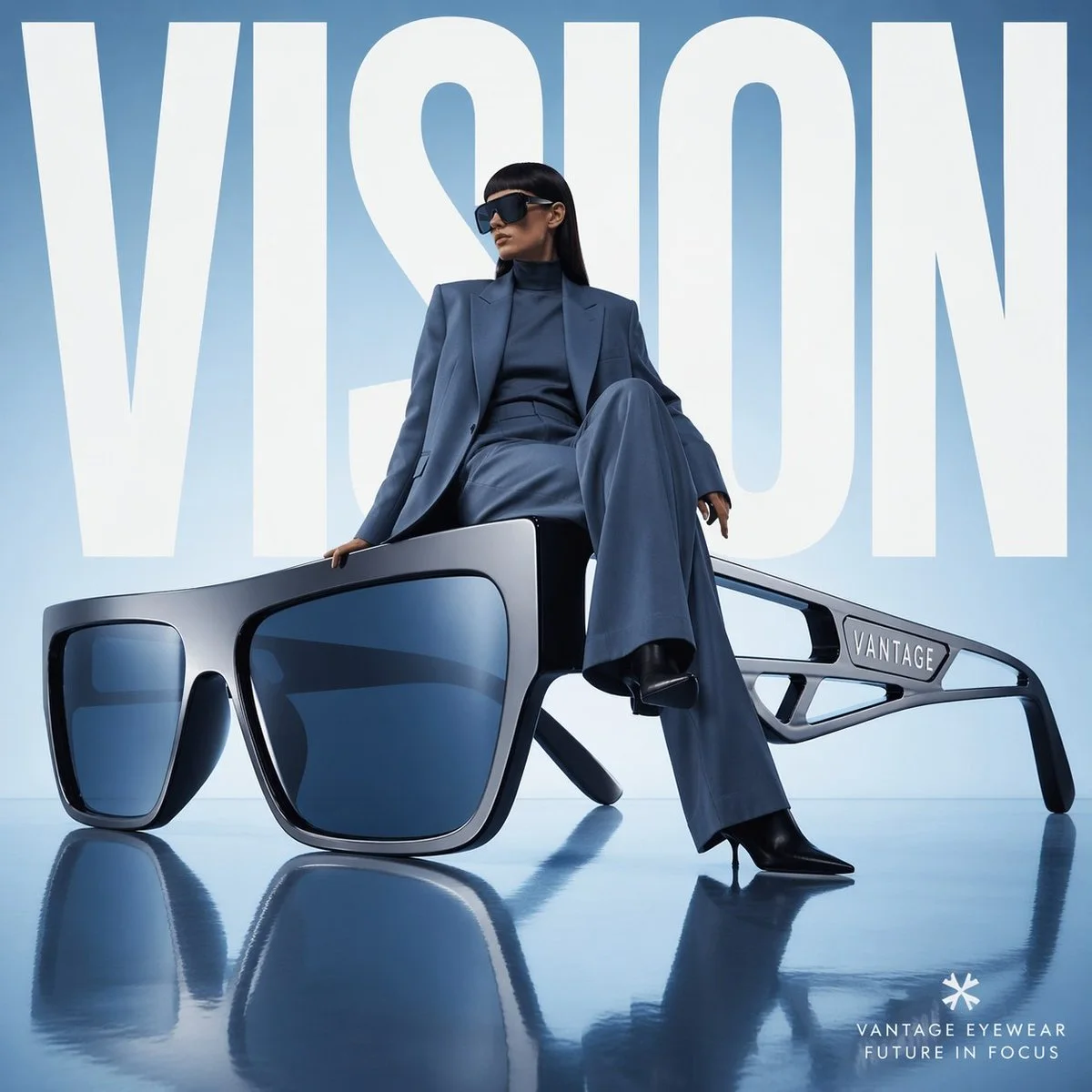 Sculptural sunglasses campaign template